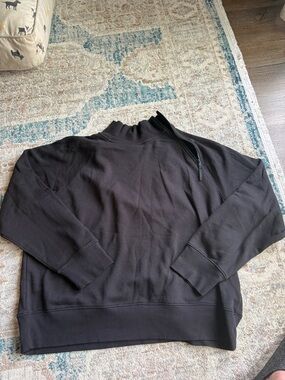 Lou & Grey Black Mock Neck Half-Zip Sweatshirt